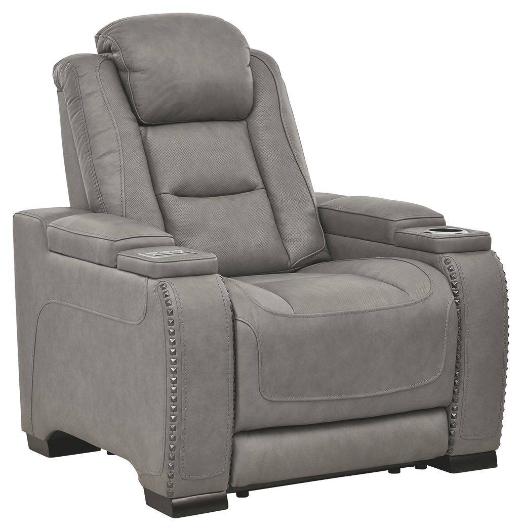 The Man-den - Gray - Pwr Recliner/Adj Headrest