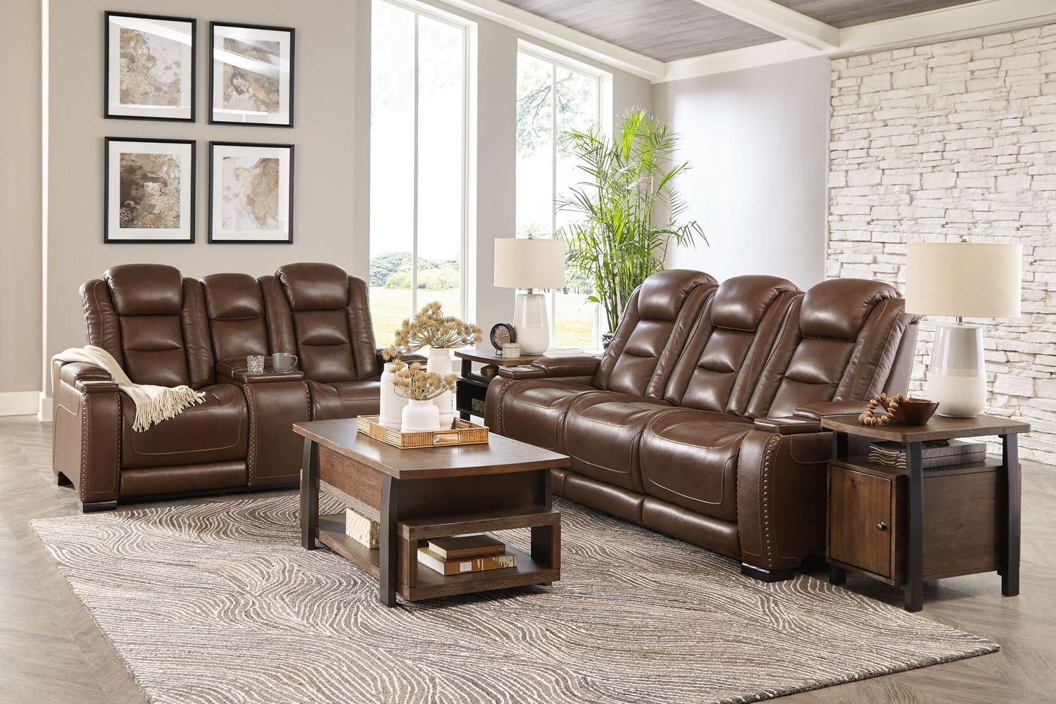 The Man-den - Mahogany - 2 Pc. - Power Sofa, Loveseat