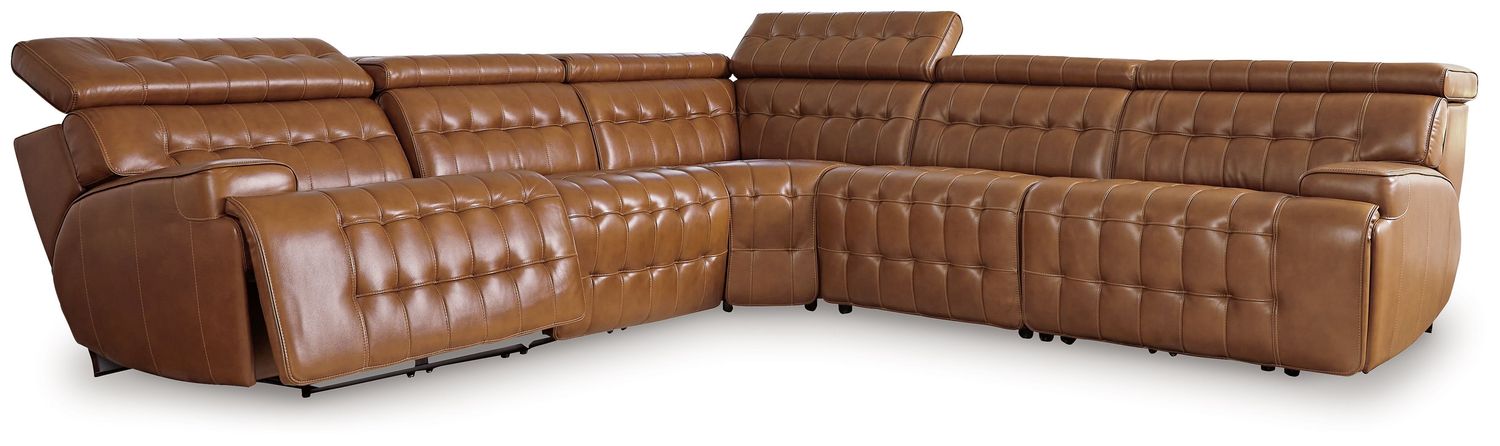 Temmpton - Chocolate - 5-Piece Power Reclining Sectional