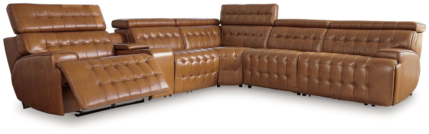 Temmpton - Chocolate - 6-Piece Power Reclining Sectional