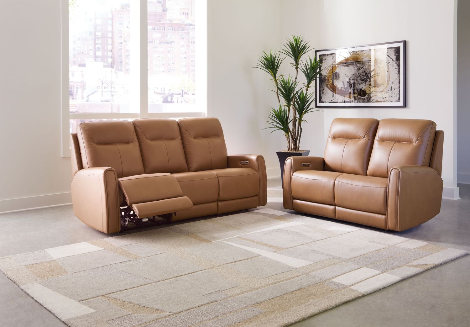 Tryanny - Butterscotch - 2 Pc. - Power Reclining Sofa, Power Reclining Loveseat