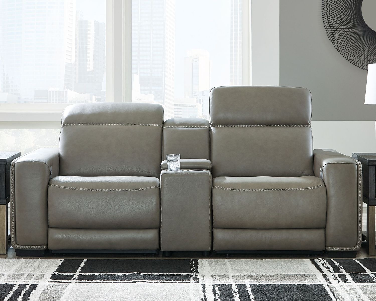 Correze - Gray - Power Loveseat With Console 3 Pc Sectional