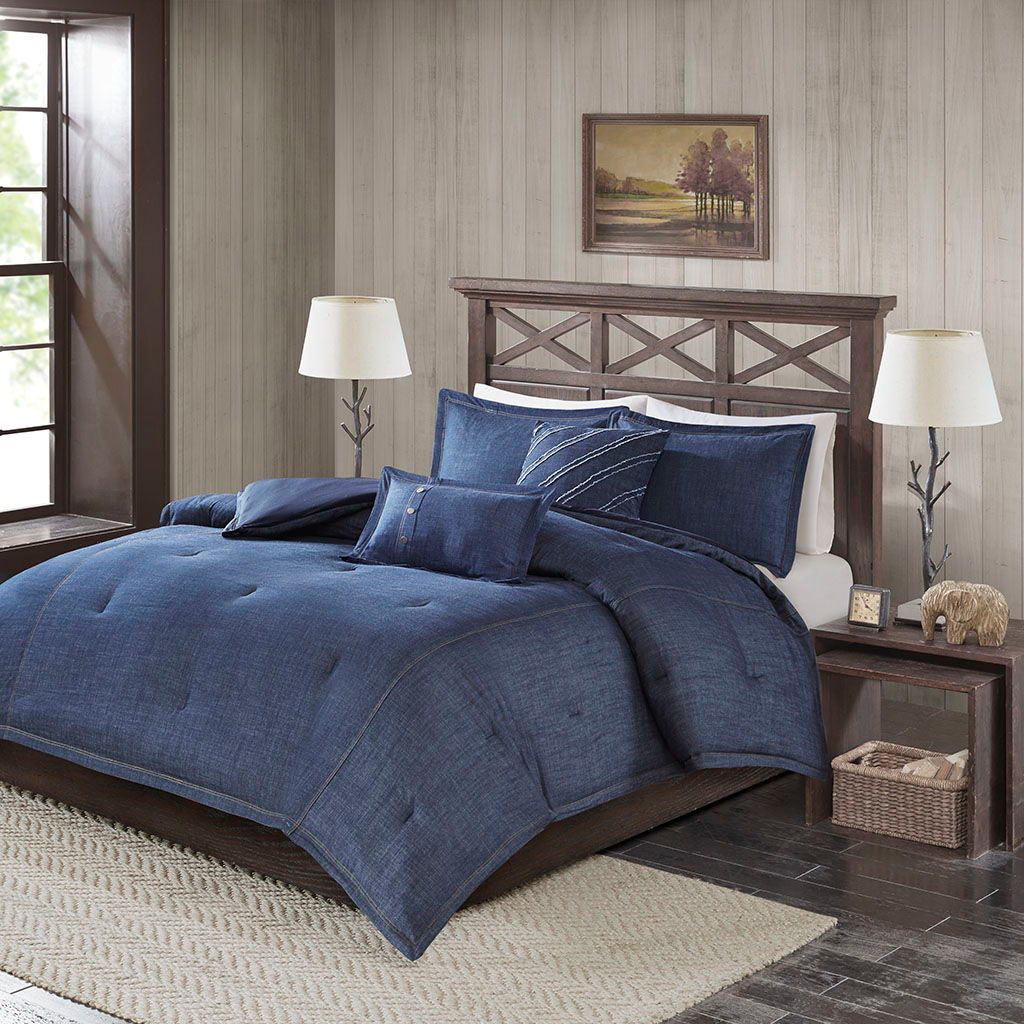 Perry - Queen Oversized Denim Comforter Set - Blue