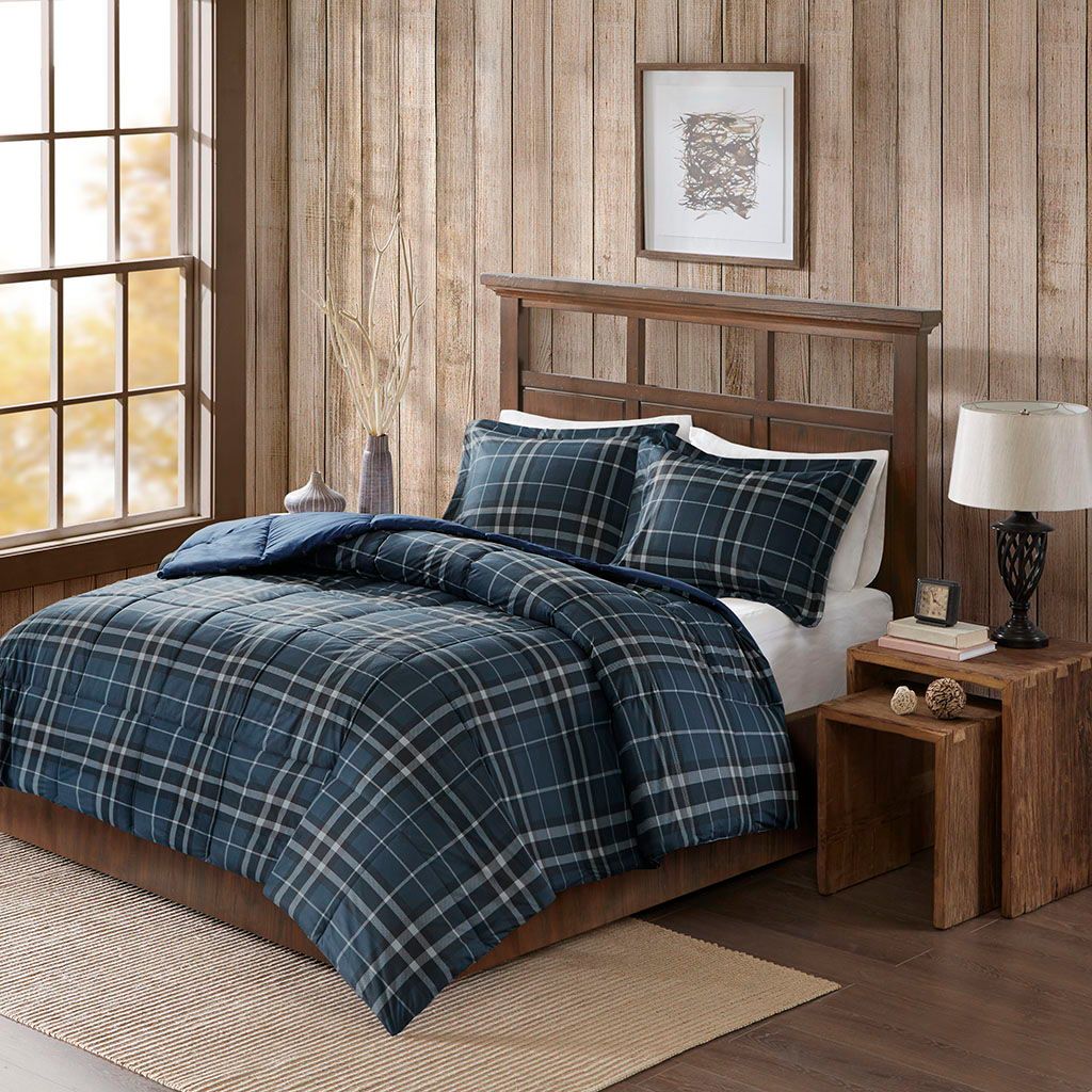 Flint - King CozySpun Down Alternative Comforter Mini Set - Navy