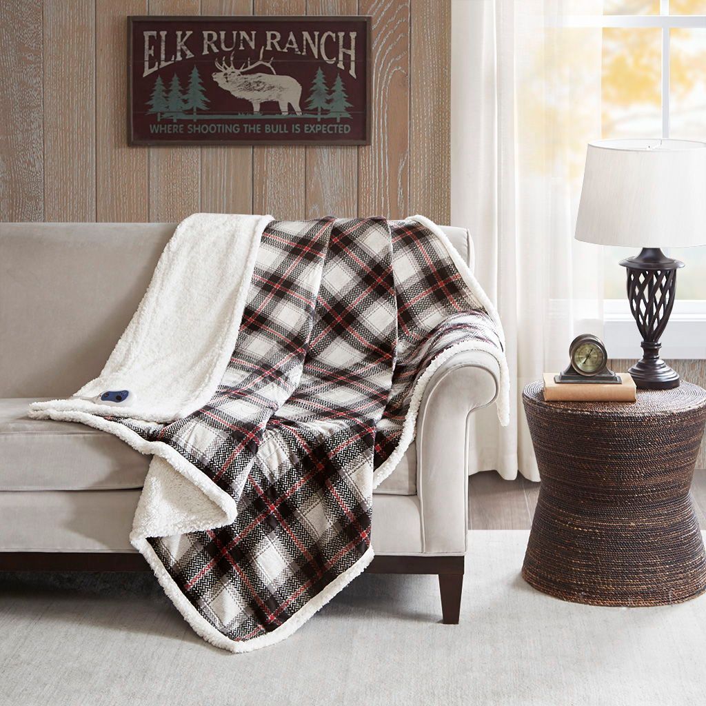 Ridley - Oversized Plaid Heated Throw - Black