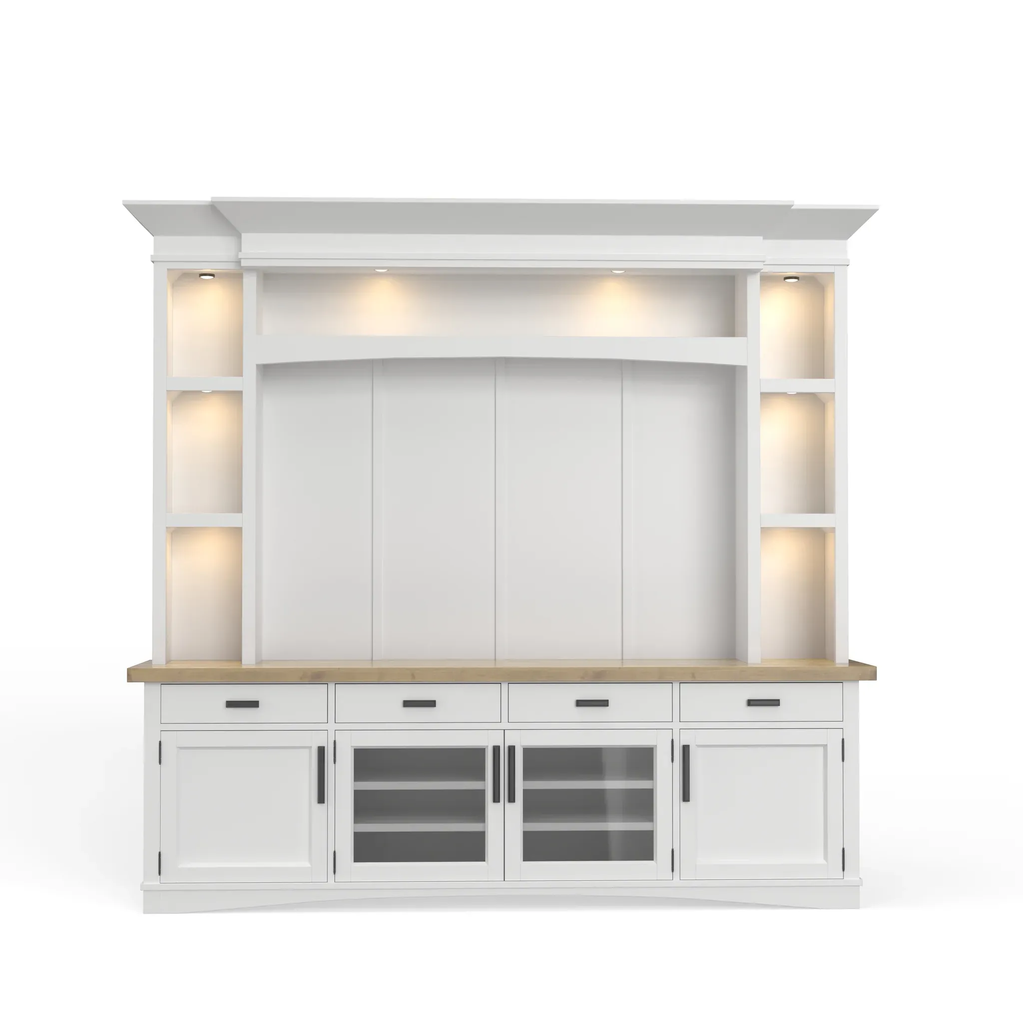 Americana Modern - TV Console with Hutch, Backpanel and LED Lights - Cotton