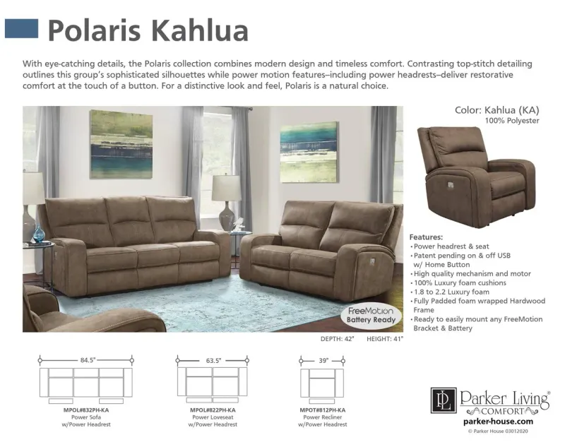 Polaris - Power Sofa - Kahlua