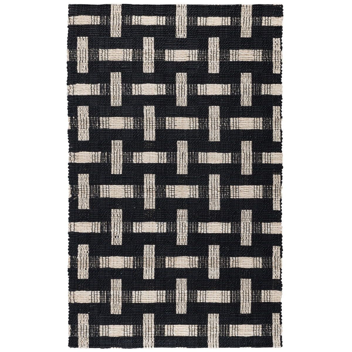 Preston - 1' x 1' Rug - Black/Ivory