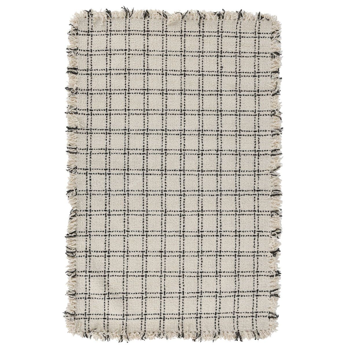 Bradbury - 2' x 3' Wool Check Rug - Ivory/Black