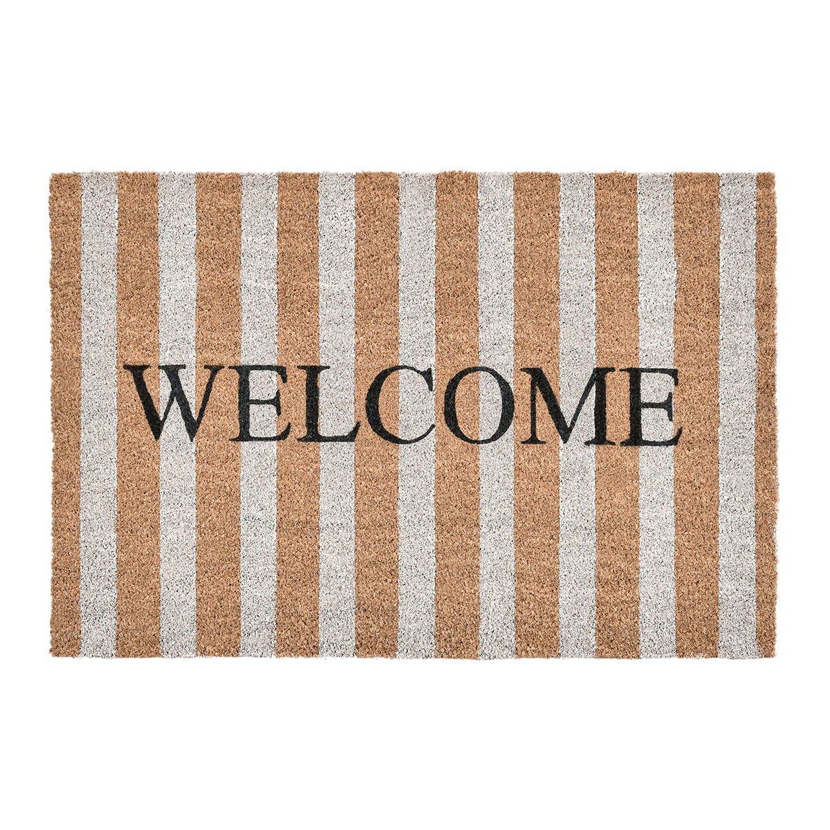 Doormats - 24 " x 36" Striped Welcome Doormat - Natural