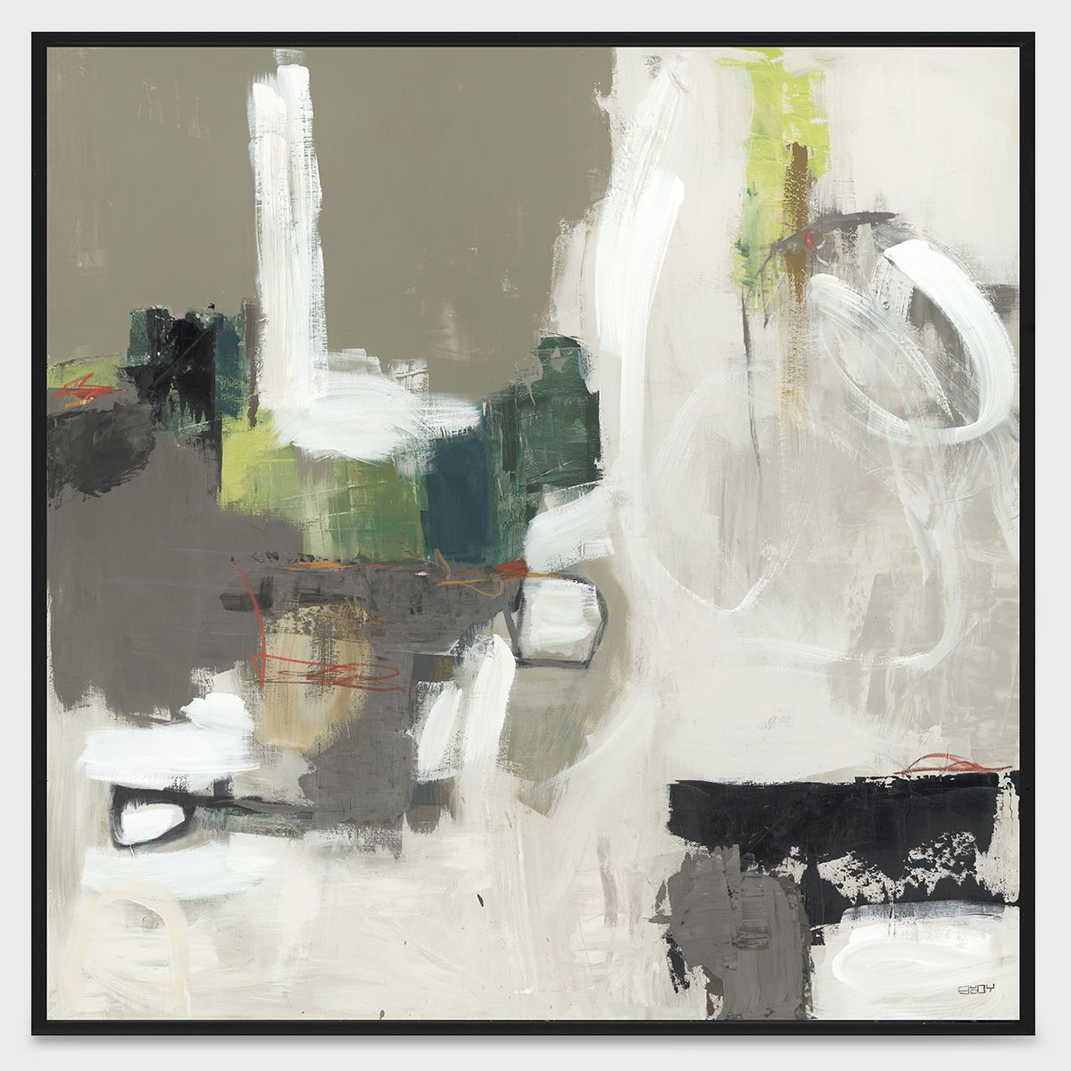Amazonian - 30" x 30" Canvas Art - Gray & Pearl Silver