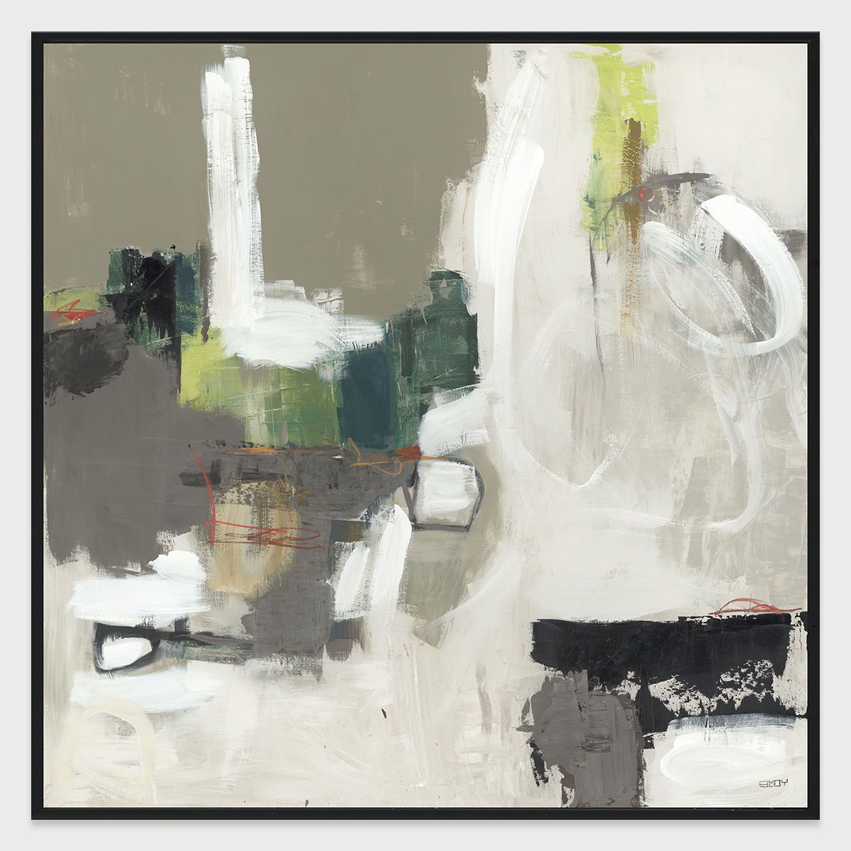 Amazonian - 48" x 48" Canvas Art - Gray & Pearl Silver