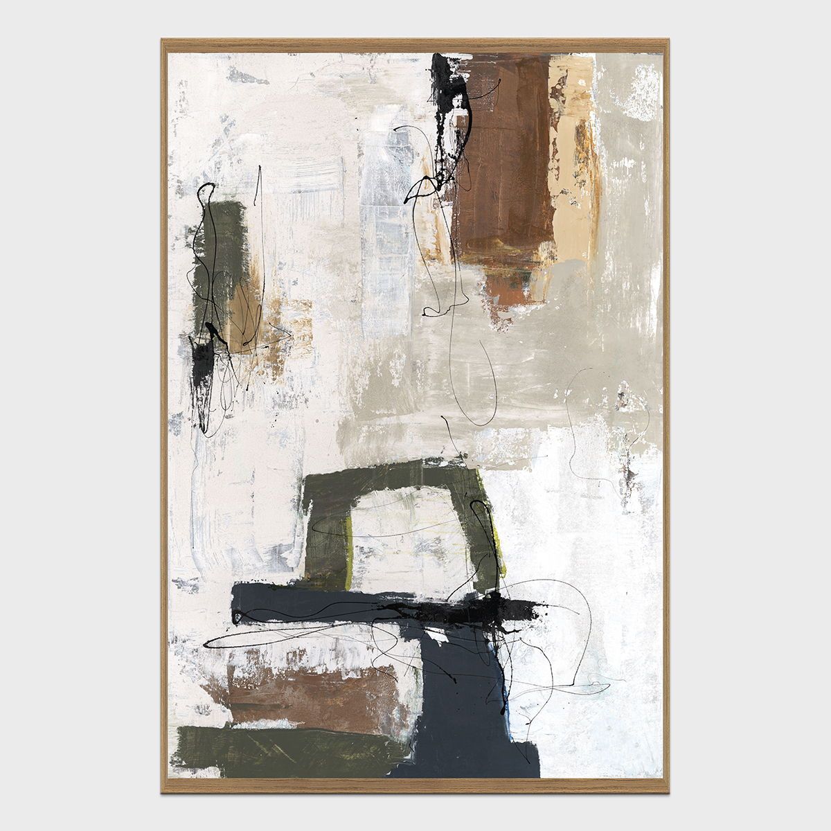 Otis - 40" x 60" Canvas Art - Pearl Silver & Dark Brown