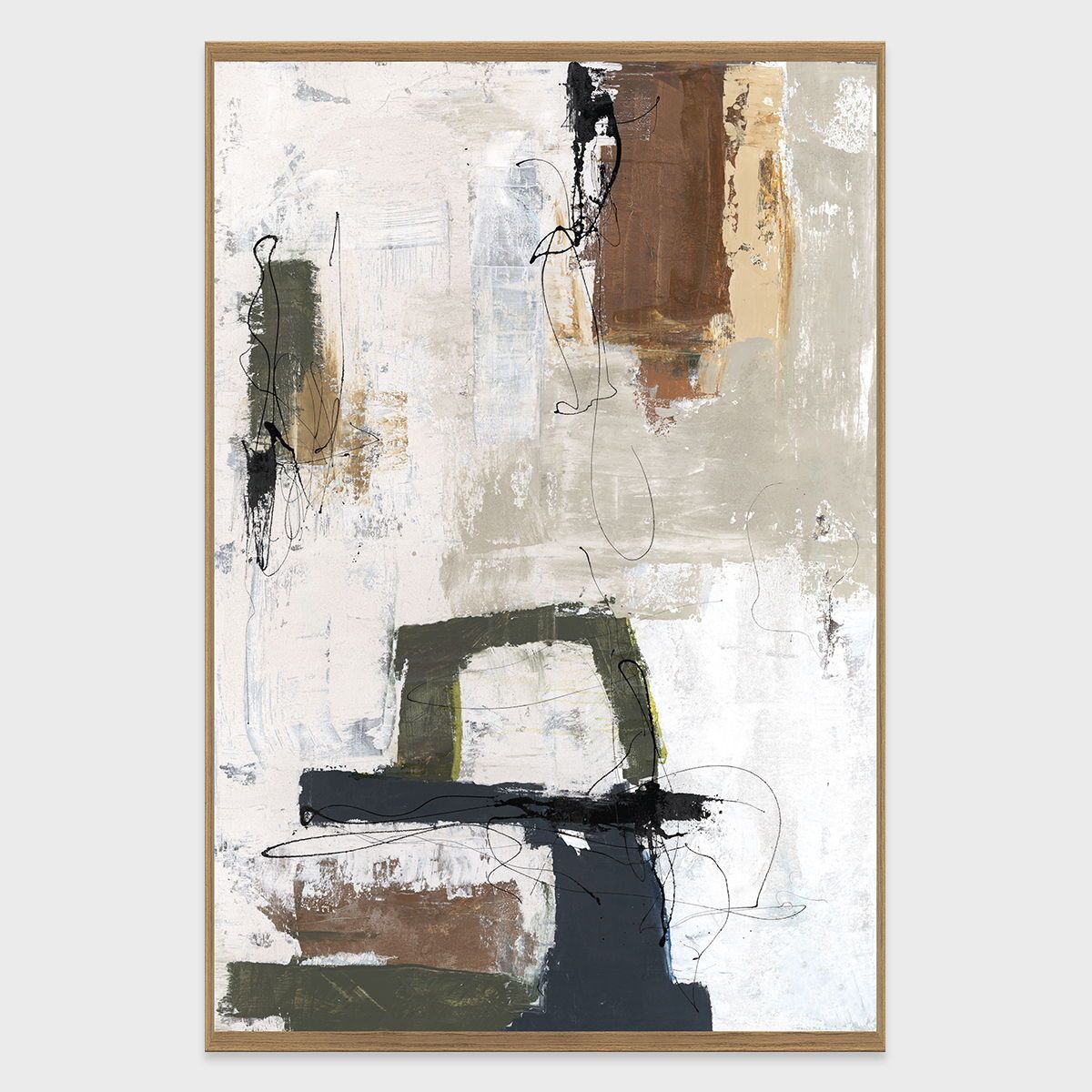 Otis - 48" x 72" Canvas Art - Pearl Silver & Dark Brown