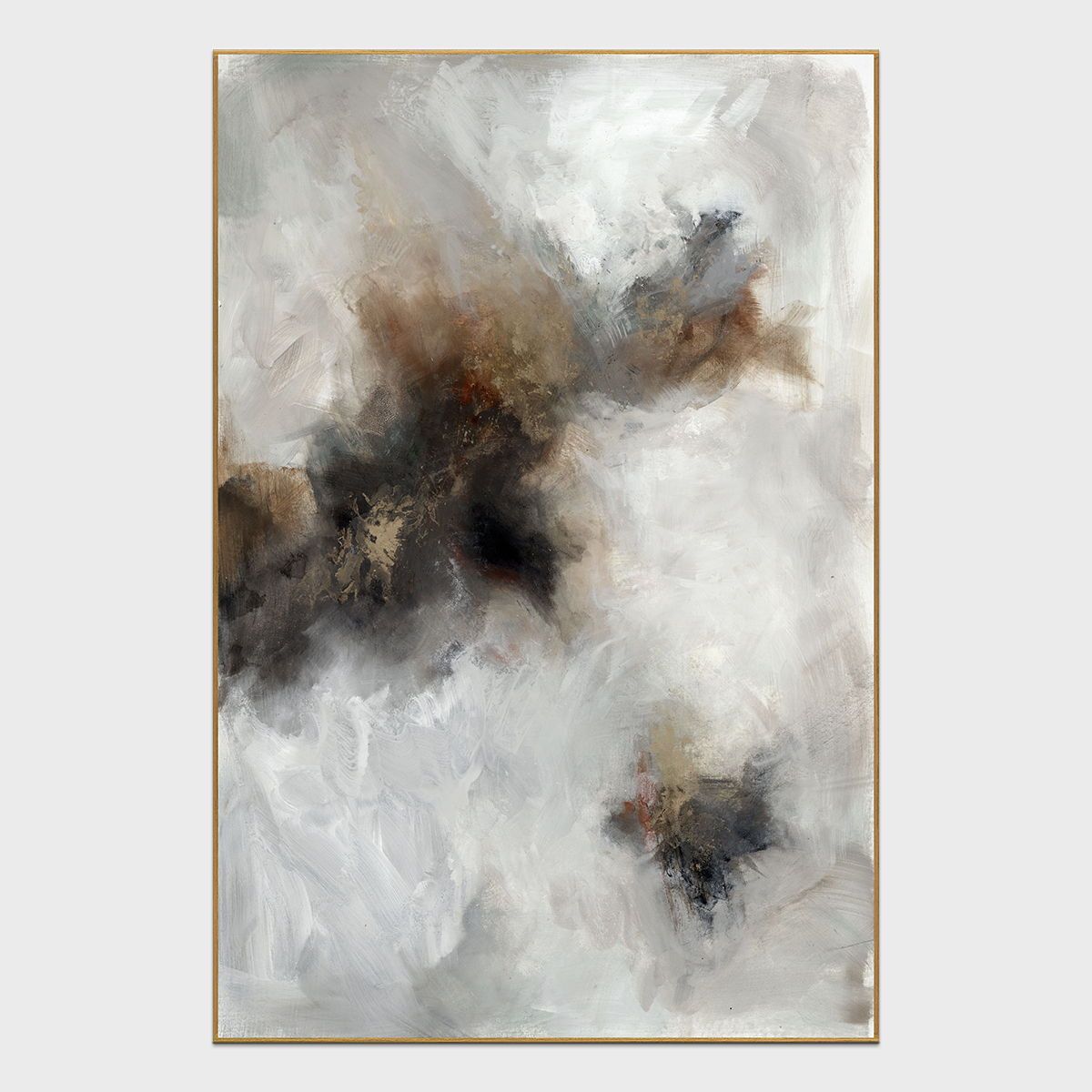 Water - 40" x 60" Canvas Art - Pearl Silver & Dark Gray