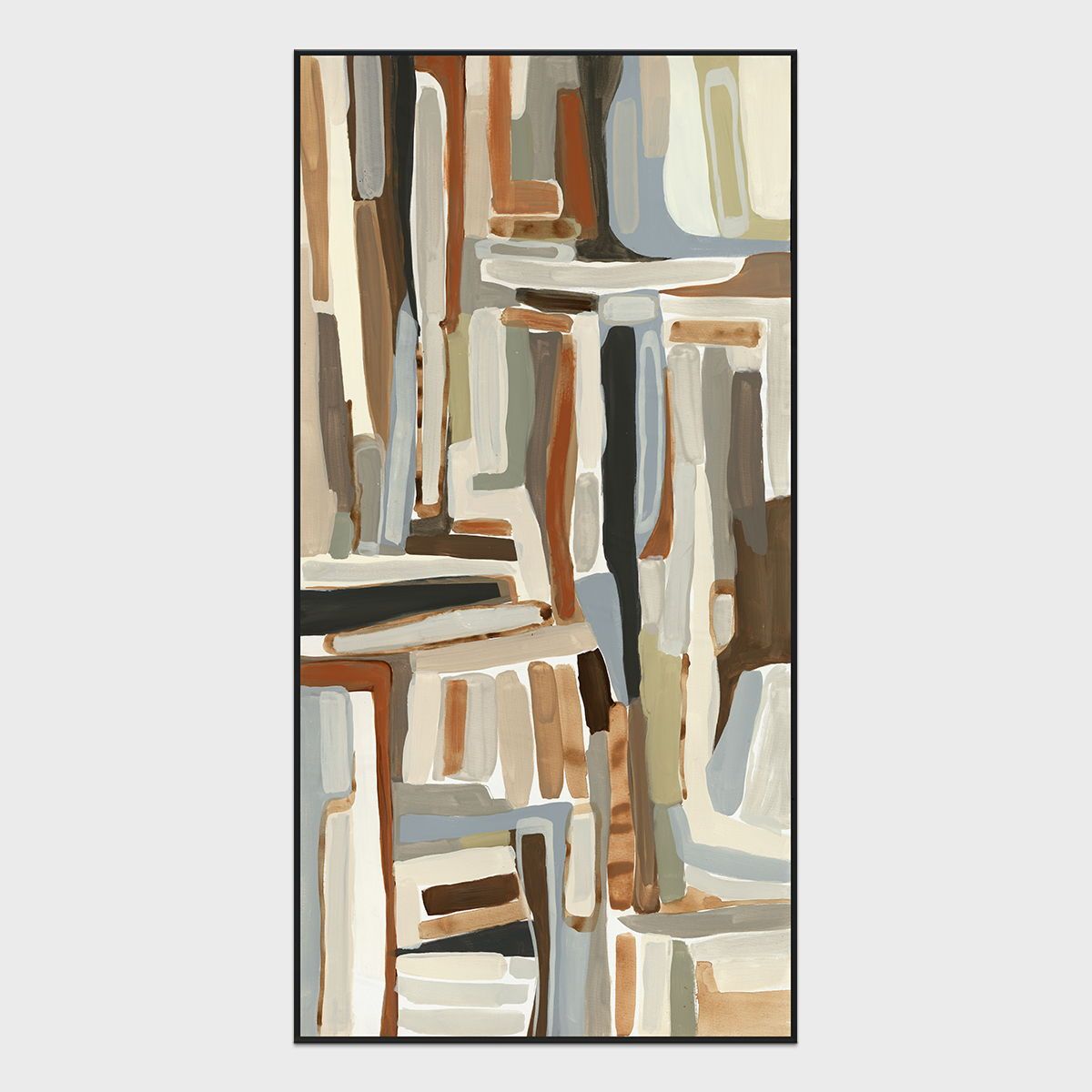Boho - 40" x 60" Canvas Art - Blue & Dark Brown