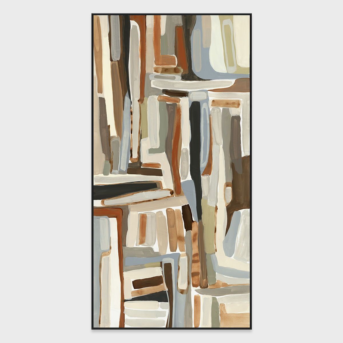 Boho - 40" x 80" Canvas Art - Blue & Dark Brown