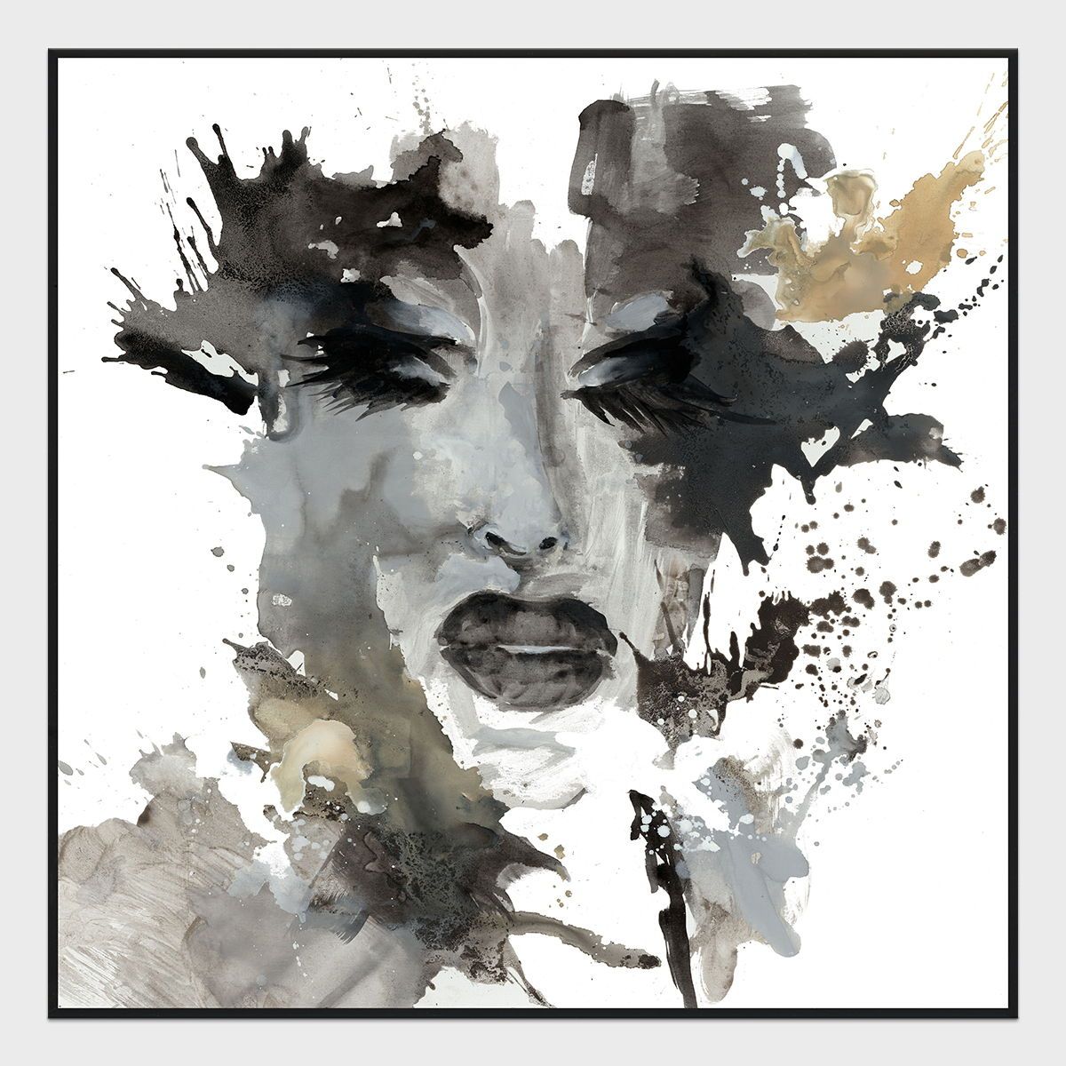 She - 48" x 48" Canvas Art - Dark Gray & White