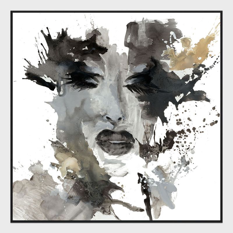 She - 48" x 48" Canvas Art - Dark Gray & White