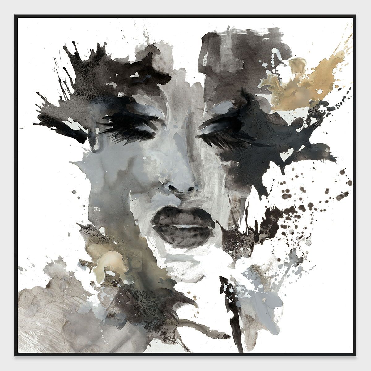 She - 60" x 60" Canvas Art - Dark Gray & White