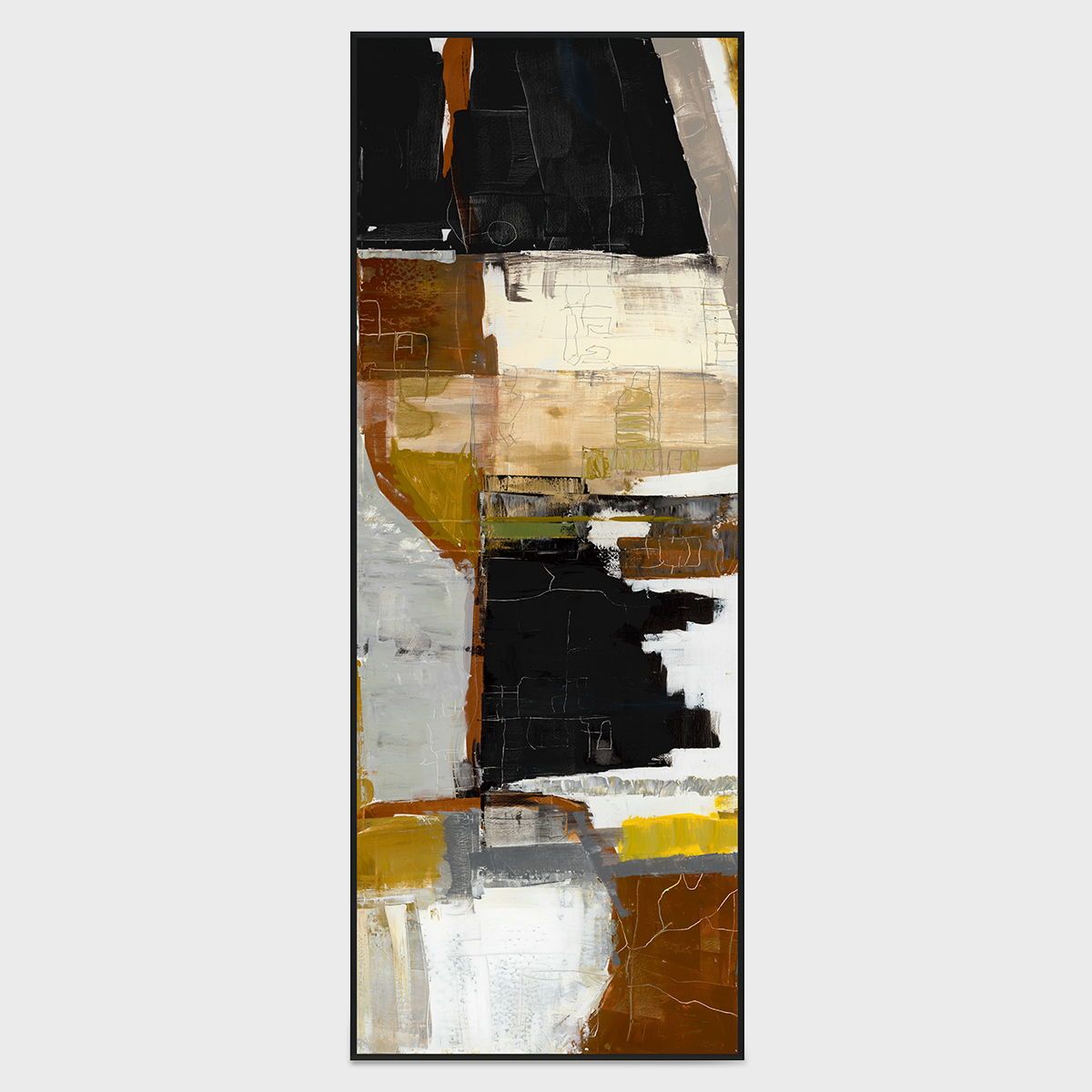Urban II - 20" x 70" Canvas Art - Black & Dark Brown