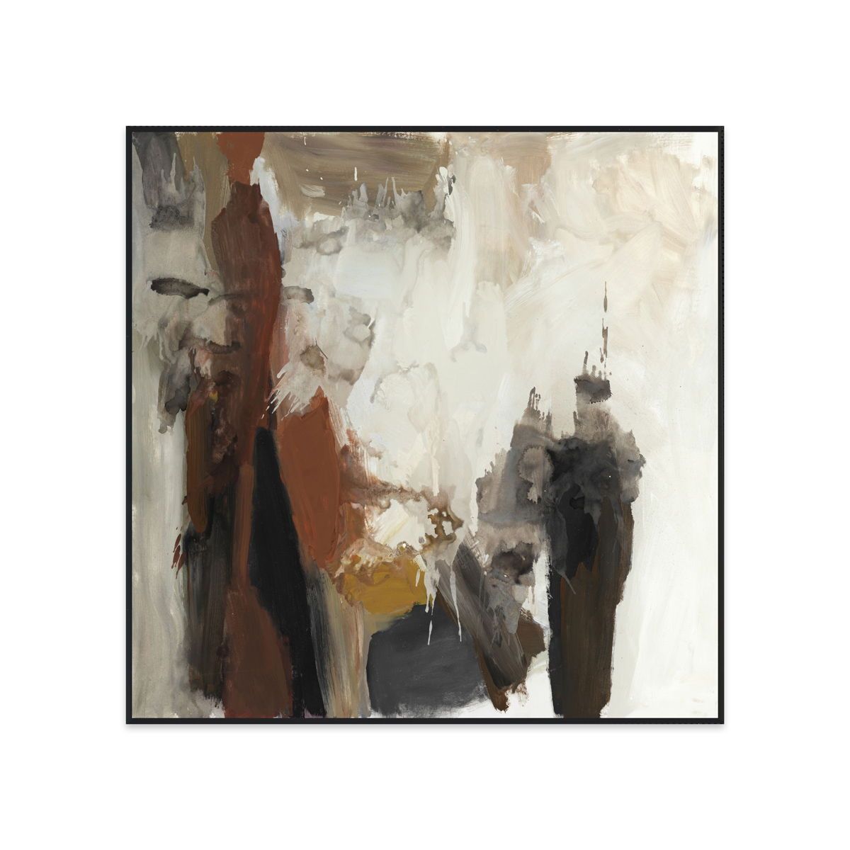 Cocoa - 60" x 60" Canvas Art - Dark Brown & Pearl Silver