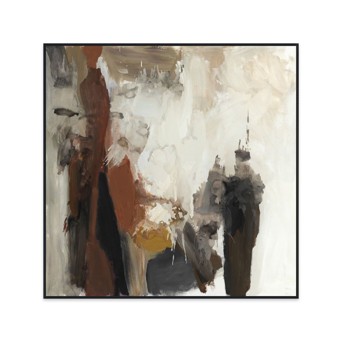 Cocoa - 48" x 48" Canvas Art - Dark Brown & Pearl Silver