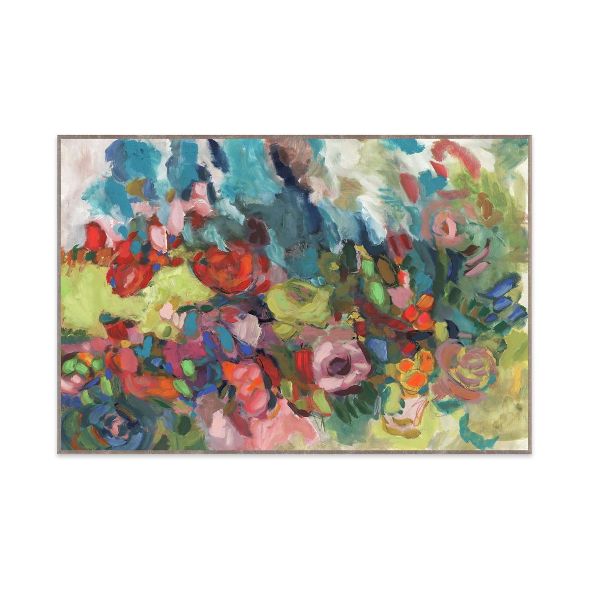 Ground Breaking - 60" x 40" Canvas Art - Blue & Red
