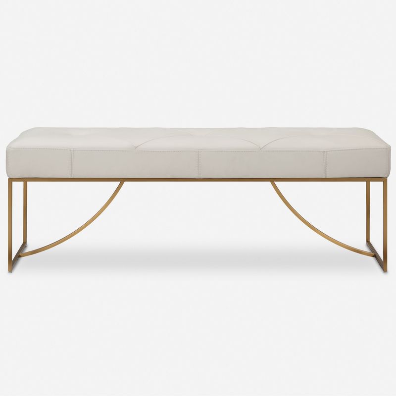 Swale - Ivory Leather Bench