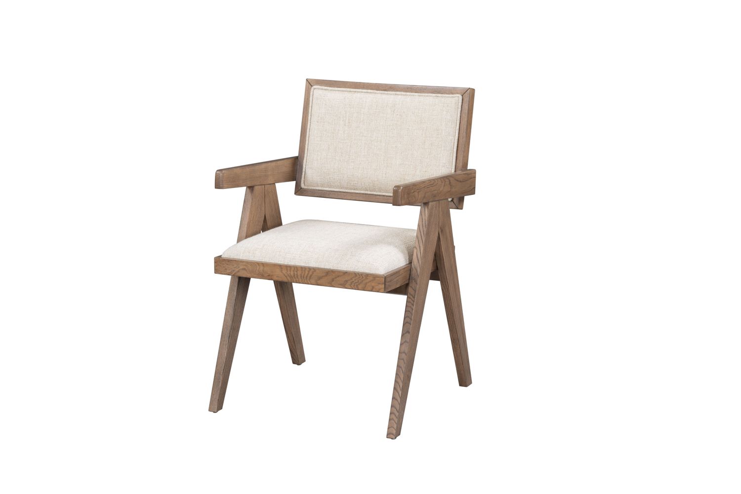 Dolton - Linen Blend Dining Arm Chair - Beige/Natural