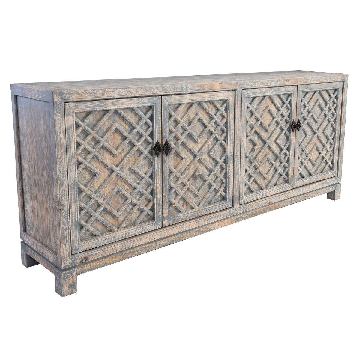 Antigua - 4 Door Sideboard - Antique Blue & Light Brown