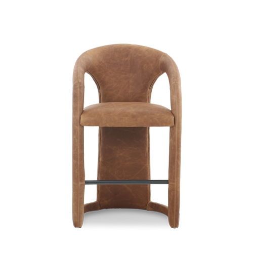 Archie - Distressed Leather Counter Stool - Maple Brown
