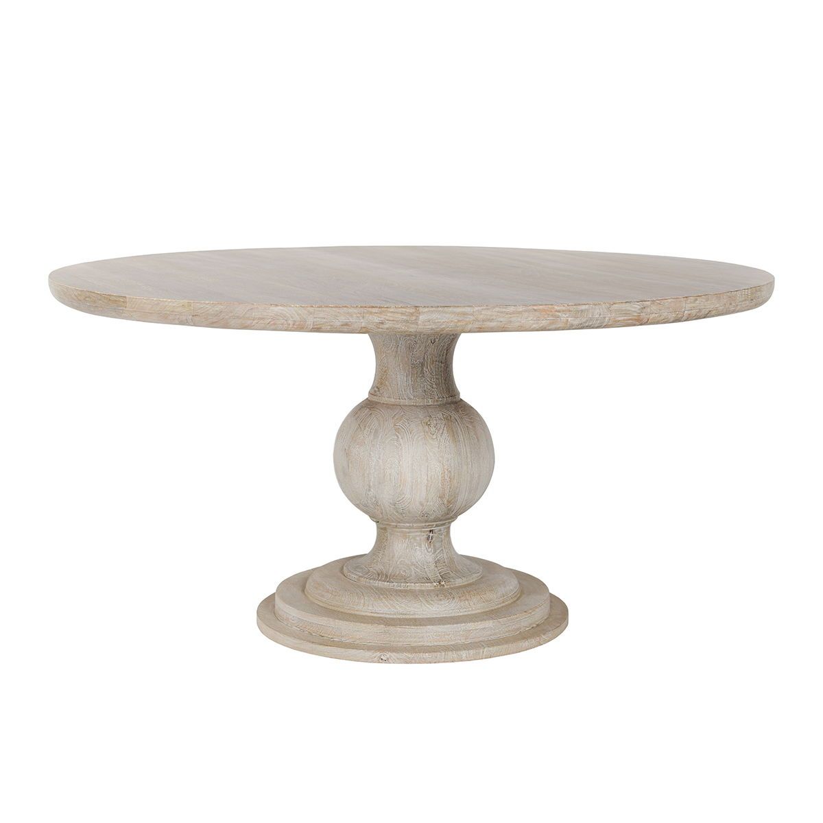 Hera - Mango Wood 60" Round Dining Table - White Washed