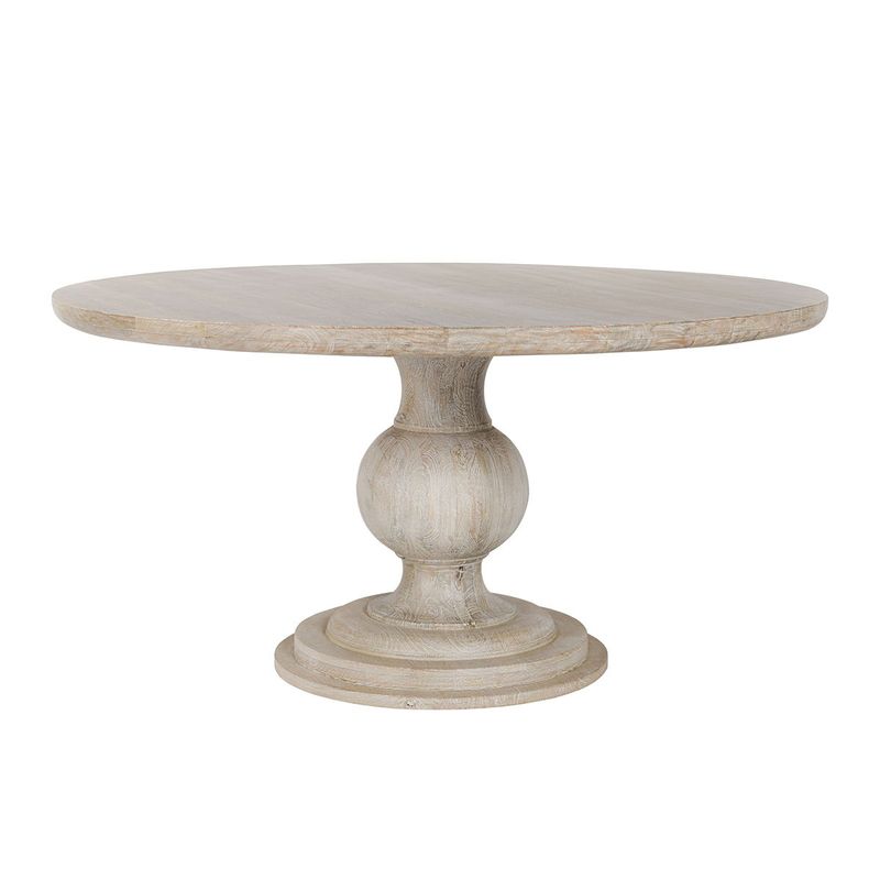 Hera - Mango Wood 60" Round Dining Table - White Washed
