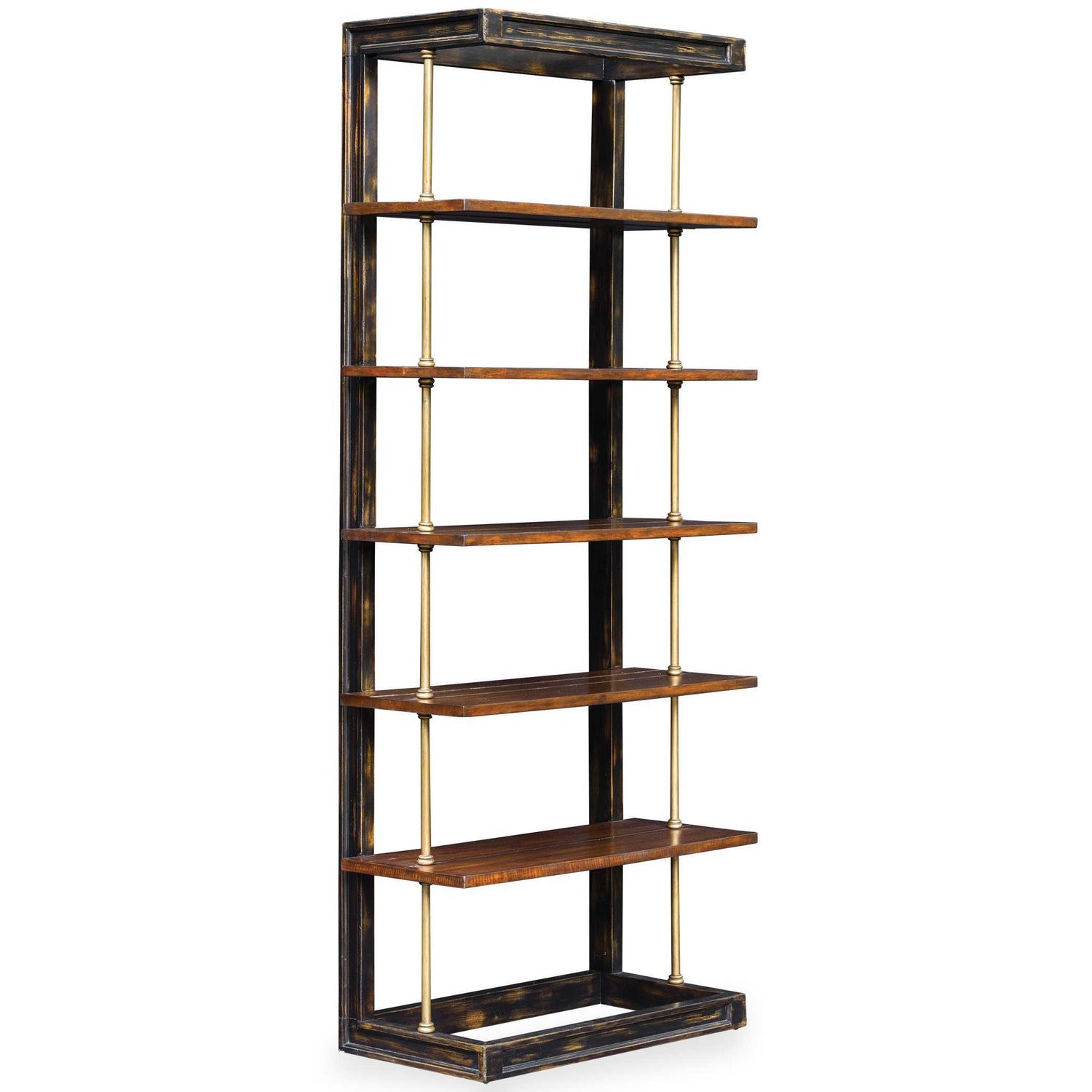 Hatcher - Etagere - Black / Brass / Woodtone