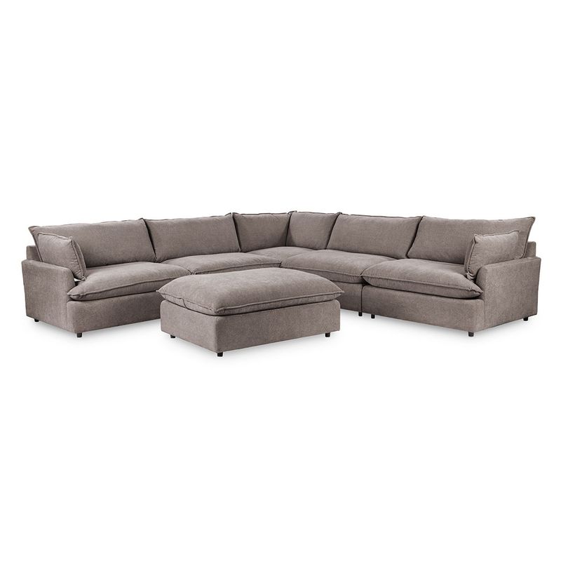 Caplan - Upholstered 6 Piece Modular Sectional With Ottoman - Elite Charcoal