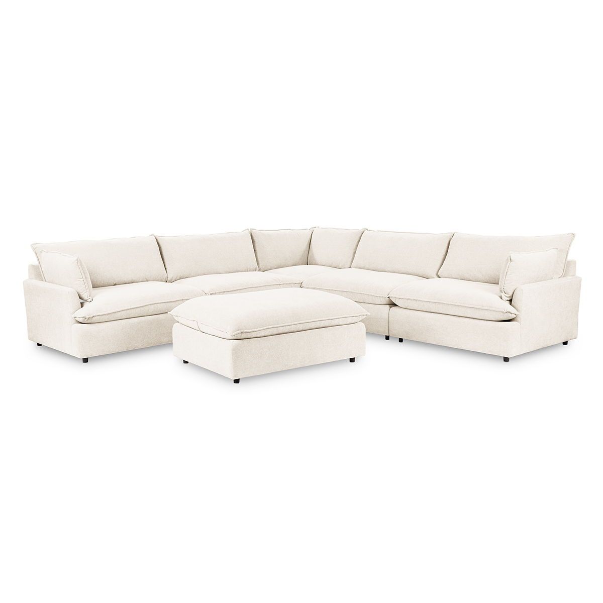 Caplan - Upholstered 6 Piece Modular Sectional With Ottoman - Elite Ivory