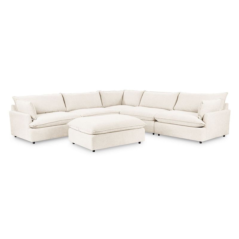 Caplan - Upholstered 6 Piece Modular Sectional With Ottoman - Elite Ivory