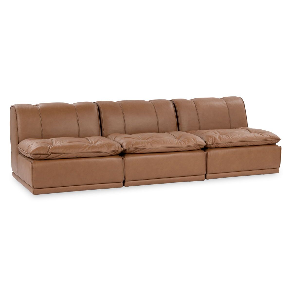 Haven - Leather 3 Piece Modular Sofa - Toffee Brown
