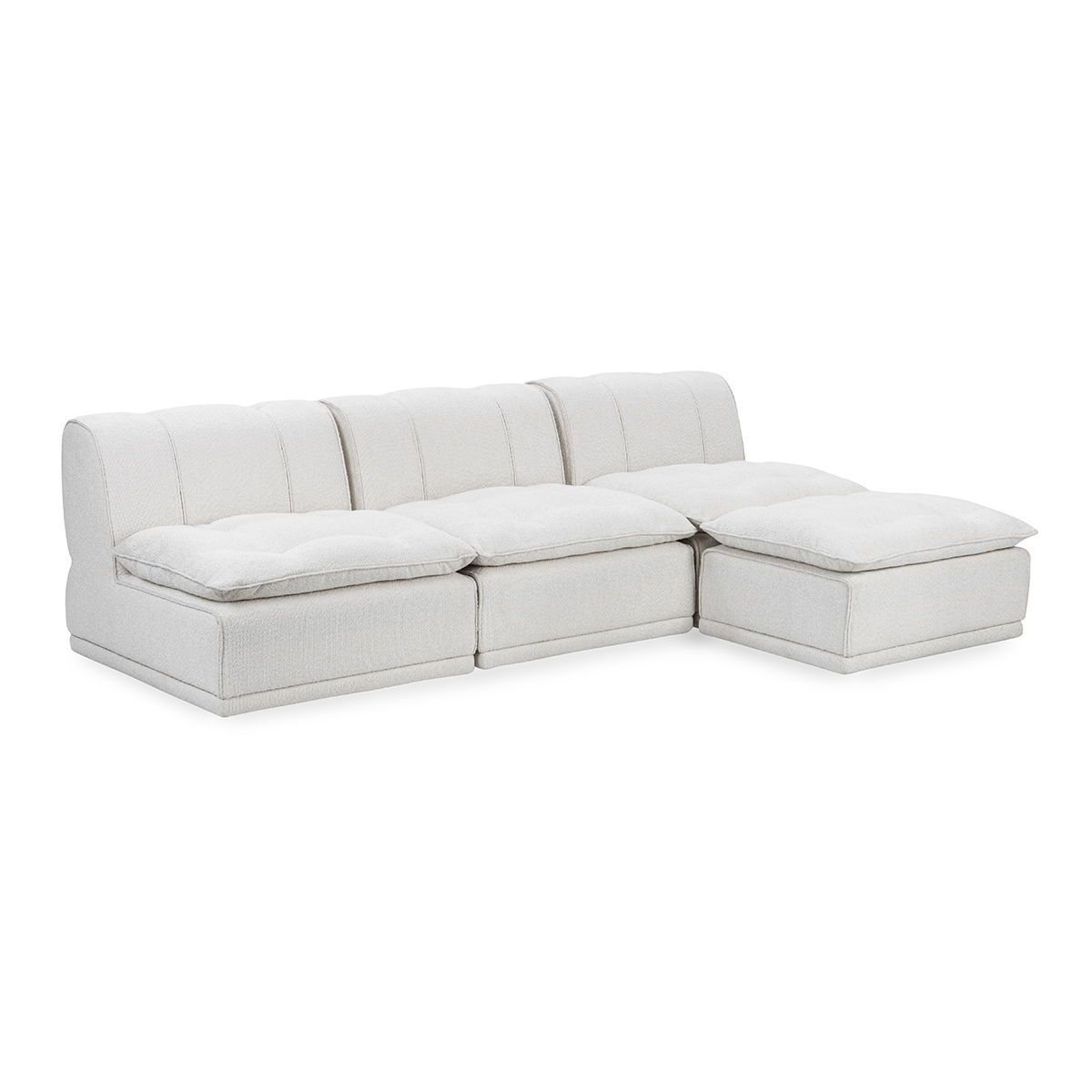 Haven - Upholstered 4 Piece Modular Sofa With Ottoman - White