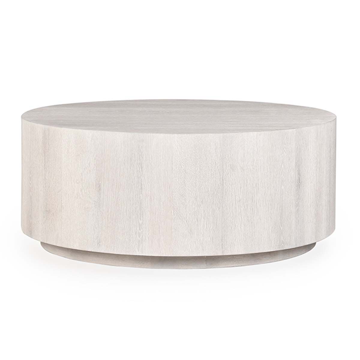 Layne - Round Coffee Table With Casters - White Wash