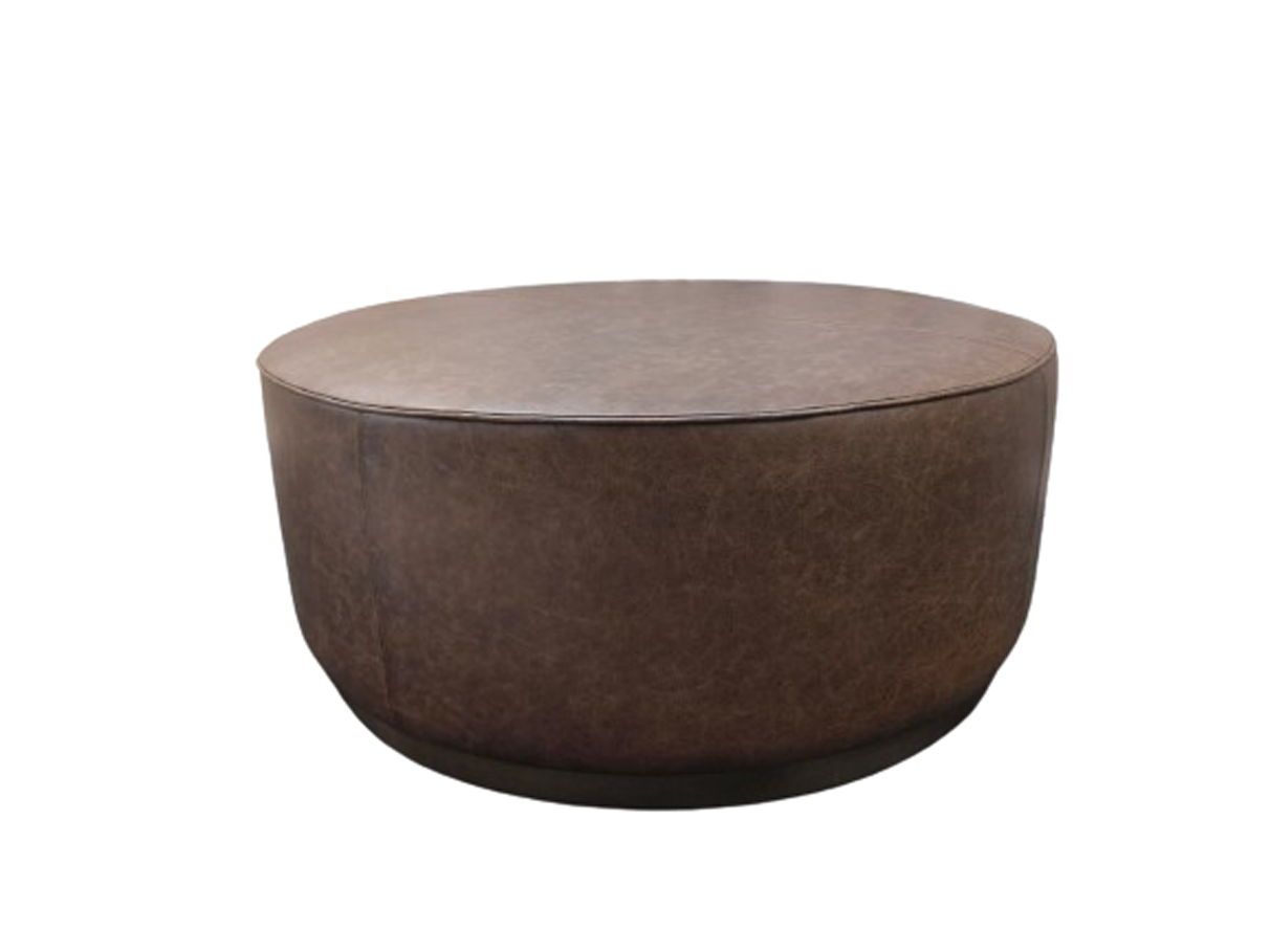 Clair - Leather Round Coffee Table - Dark Brown