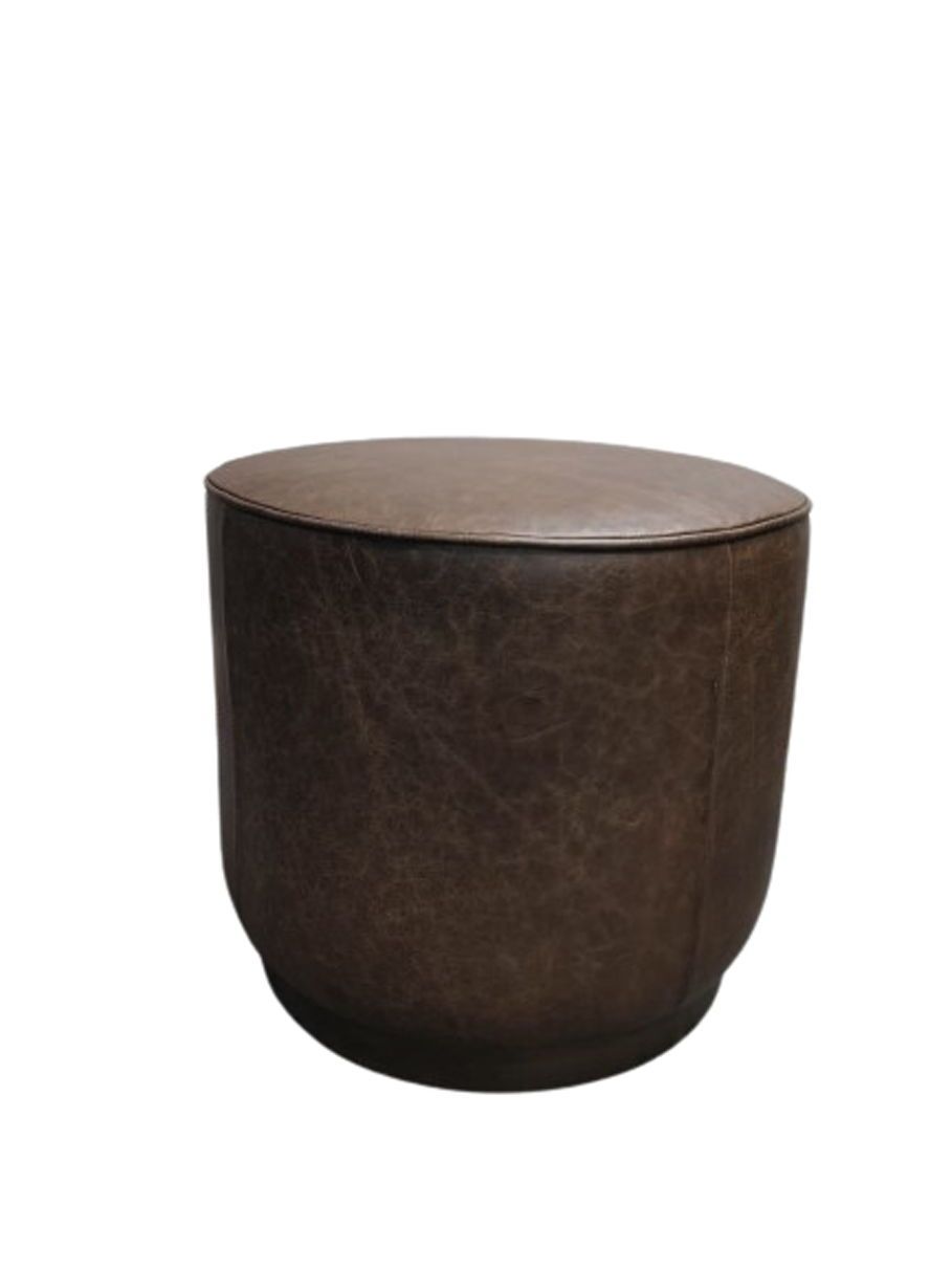 Clair - Leather Round End Table - Dark Brown