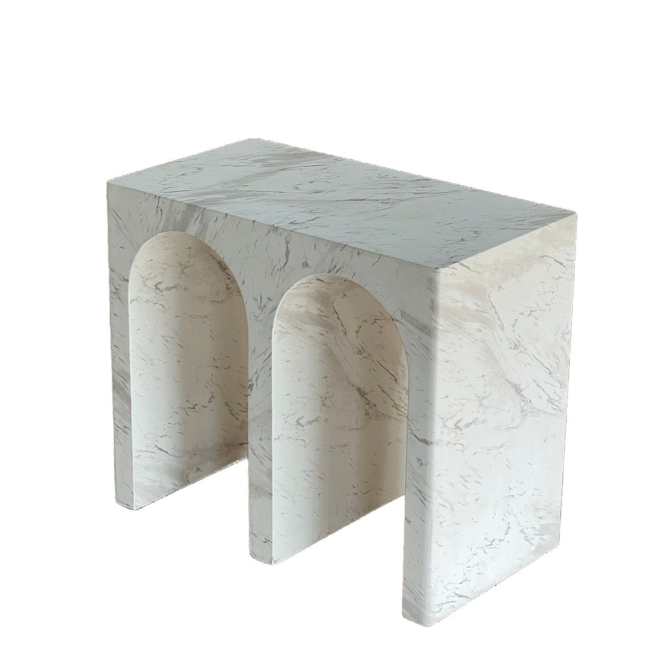 Marmo - Outdoor Concrete Rectangle End Table - Ivory/Gray