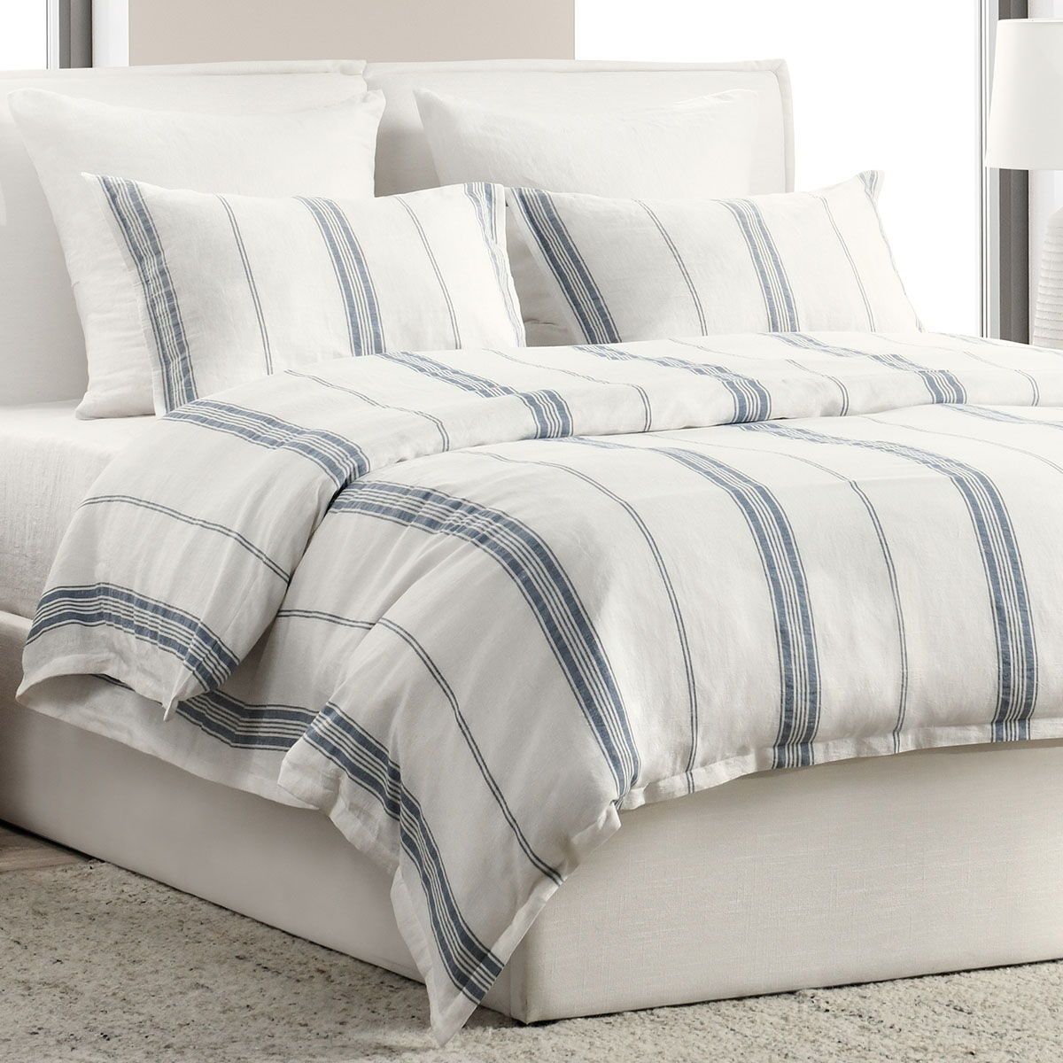 Jayson - Linen Cashmere 3 Piece King Set - Blue Stripe