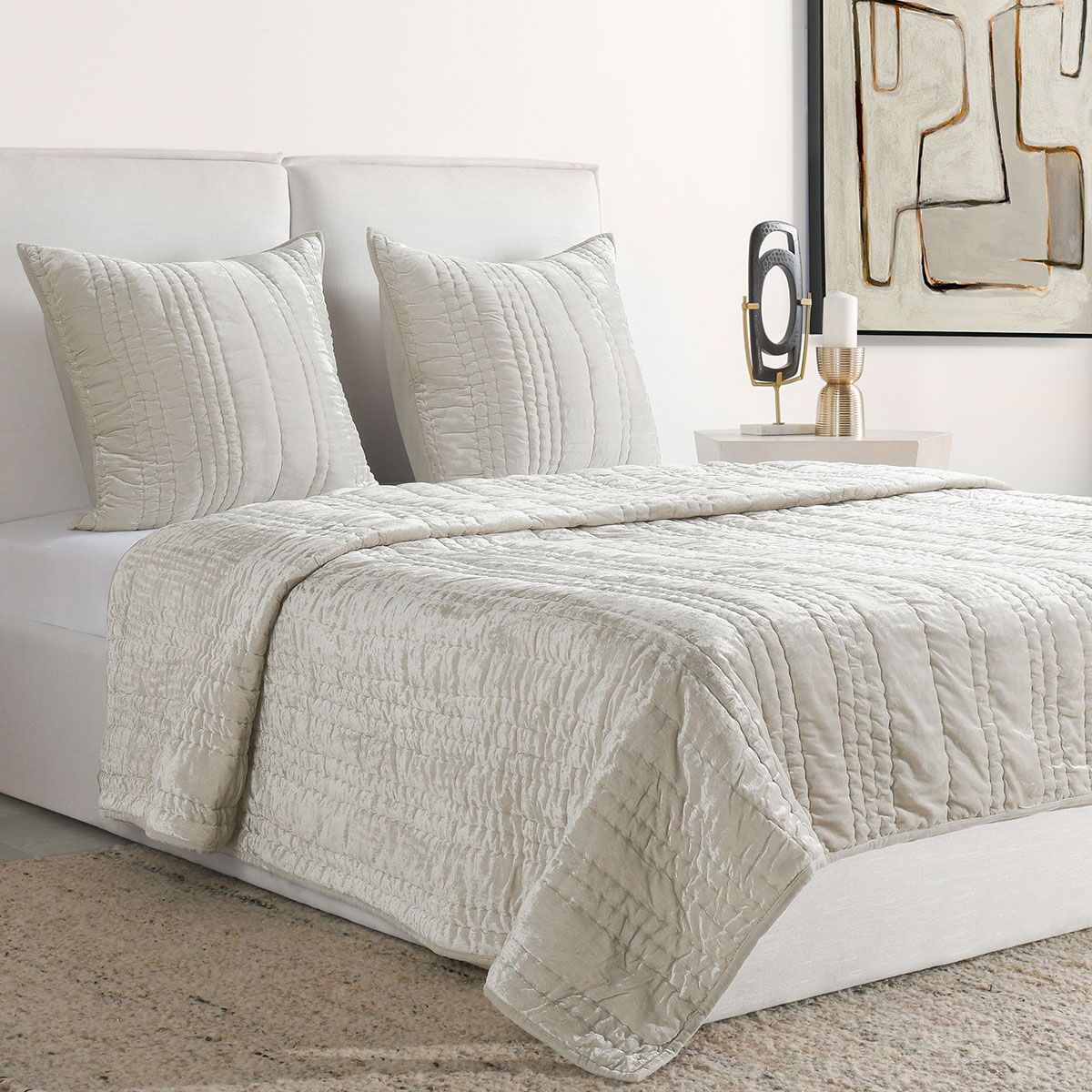 Seville - 4 Piece King Quilt Set - Oyster Gray