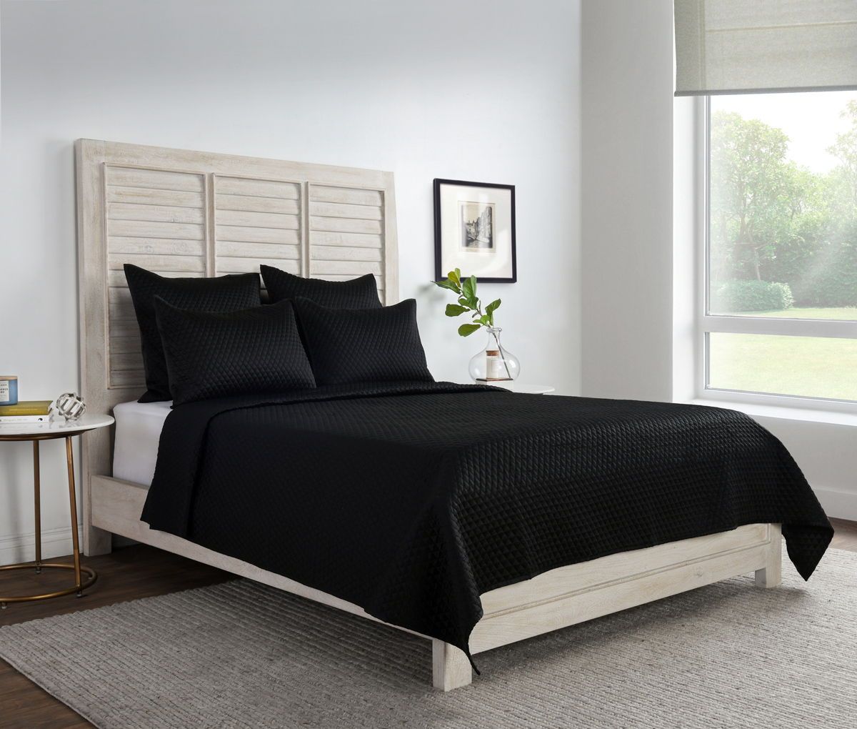 Diamond - 3 Piece Queen Quilt Set - Onyx