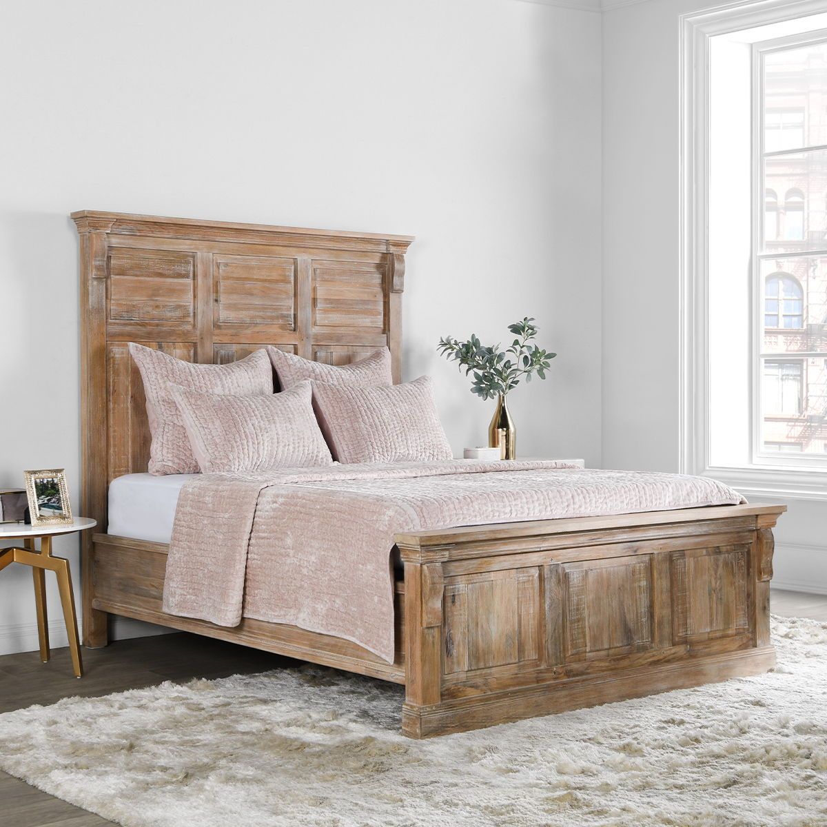Bari - Velvet 4 Piece King Quilt Set - Bliss Pink