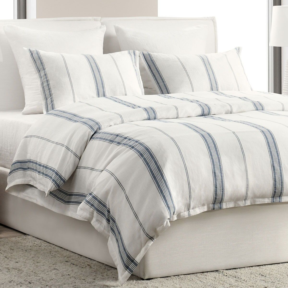 Jayson - Linen Cashmere King Duvet - Blue Stripe