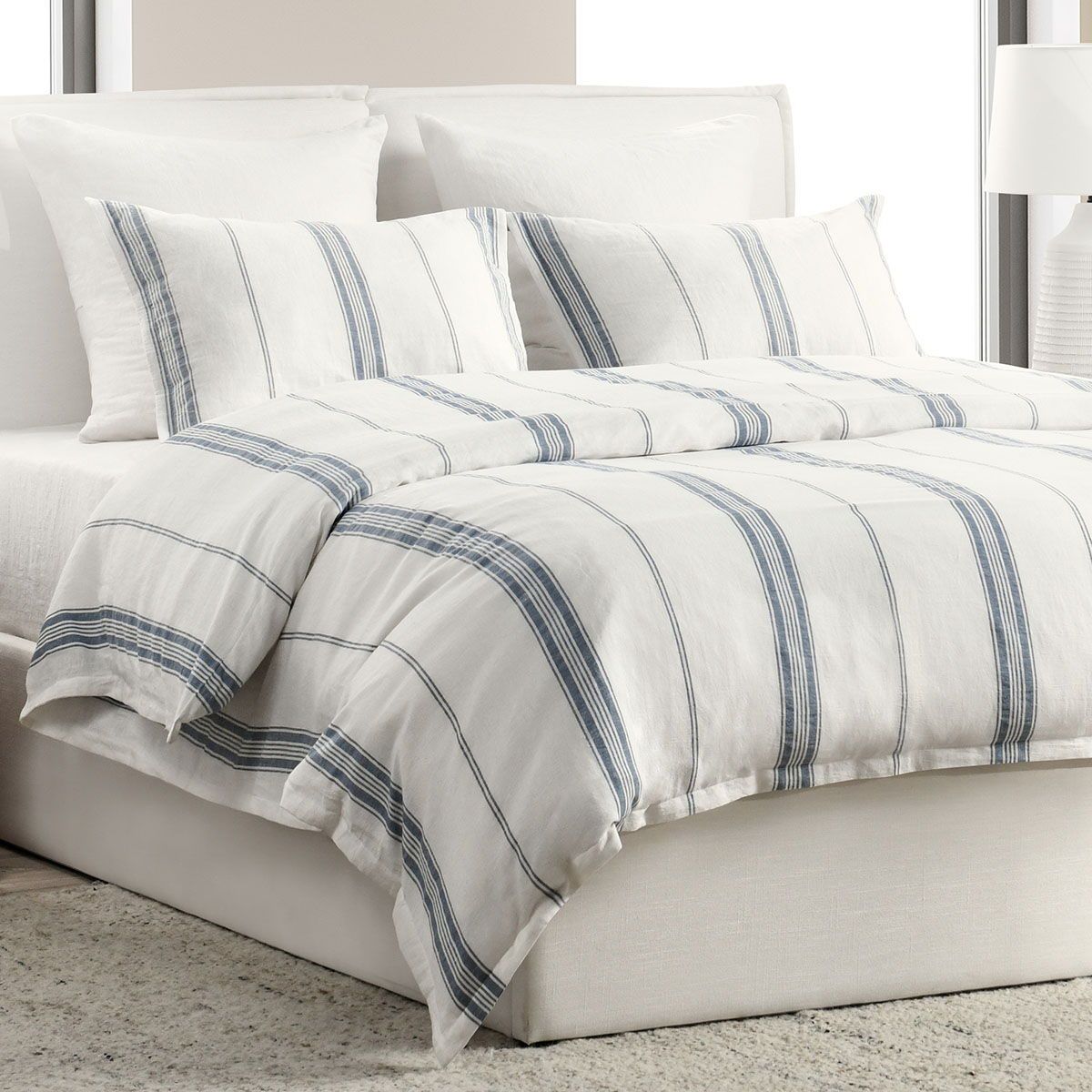 Jayson - Linen Cashmere Queen Duvet - Blue Stripe